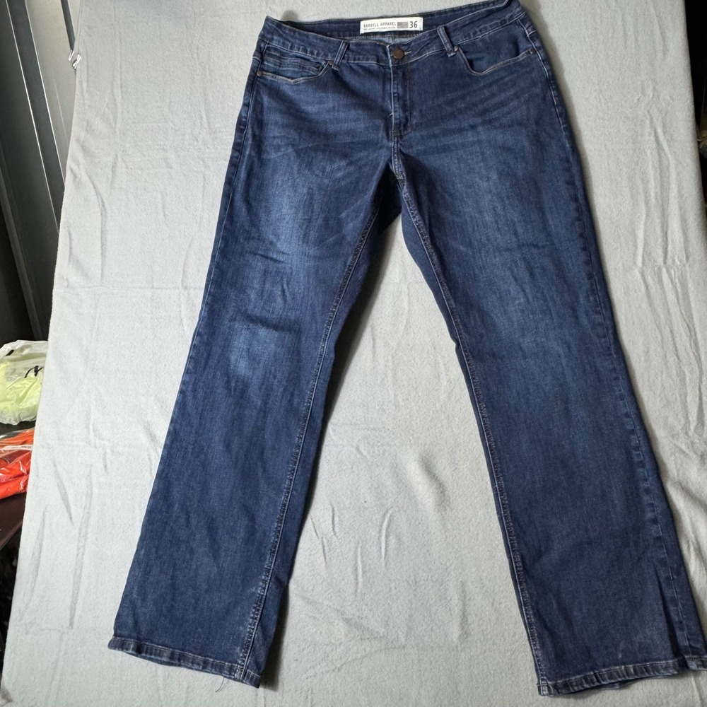 Barbell Apparel Mens Athletic Fit Straight Leg Jeans Dark Wash Blue Size 36